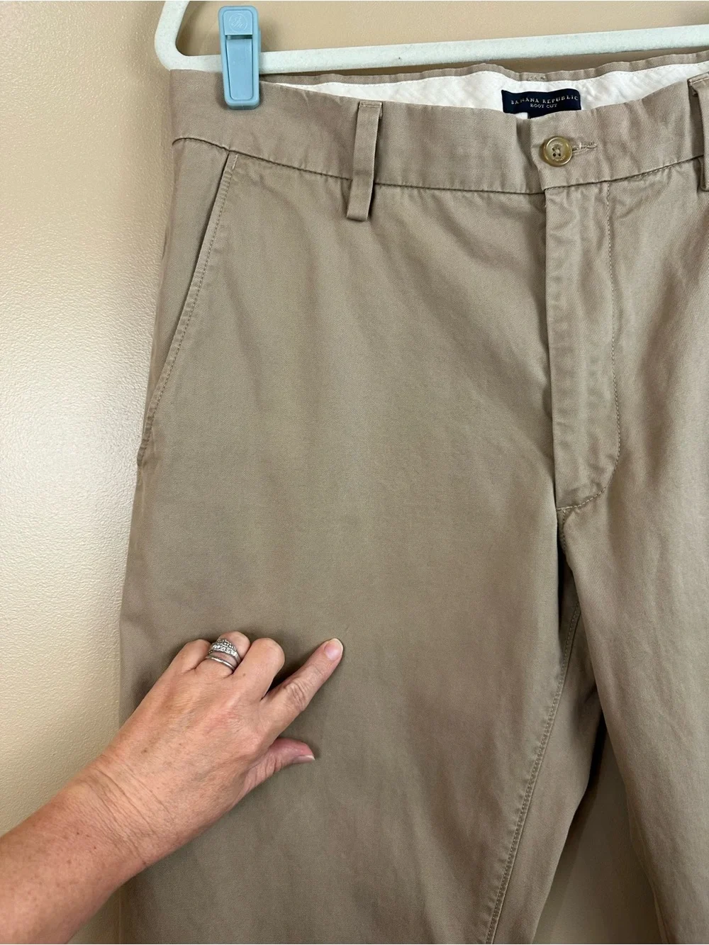 Banana Republic Boot Cut Chino Pants Mens 34x34 Khaki Tan 100% Cotton Classic